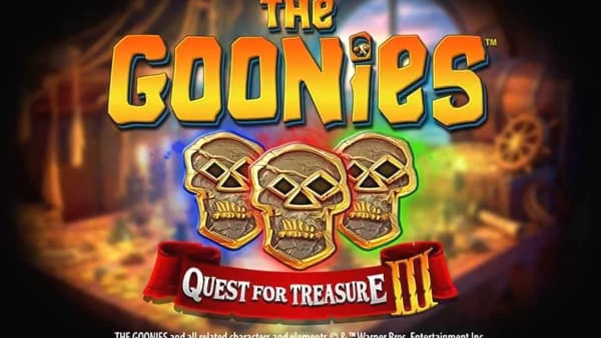 Tampilan visual slot The Goonies Quest for Treasure 3 dengan elemen petualangan klasik