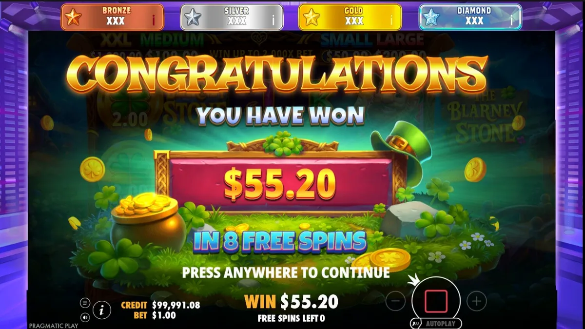 Pemandangan magis pedesaan Irlandia di slot The Blarney Stone
