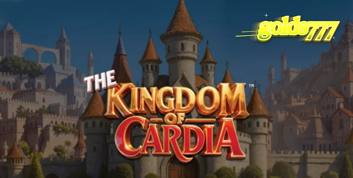 Pemandangan visual slot The Kingdom of Cardia dengan elemen kartu remi dan taman fantasi.